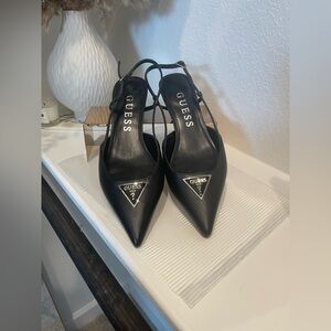Guess Black Slingback Heels with Logo Detail